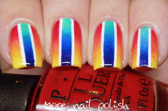 Reciprocal gradient in contrasting colours ~ More Nail Polish