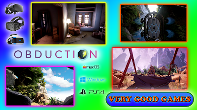 Abanner for the review of Obduction  - an adventure game for PS4, PC, Mac with support of VR headset PS4 VR, Oculus Rift, HTC Vive