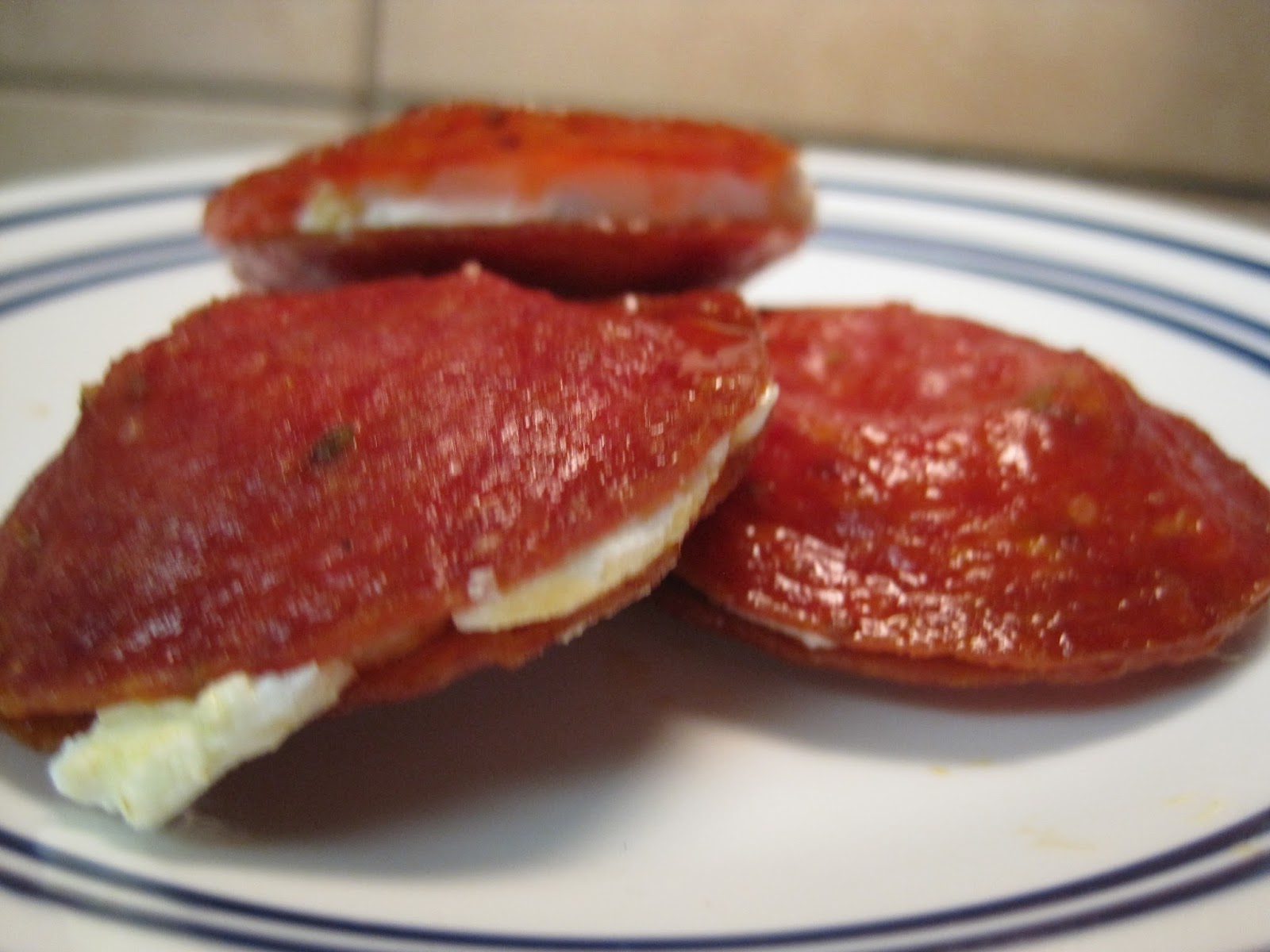 Pepperoni Goat Cheese "Sandwich" Snacks