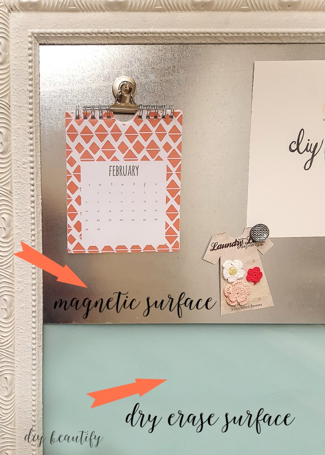 memo board with magnetic and dry erase surfaces