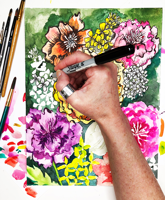 a peek inside my process- watercolor bouquet