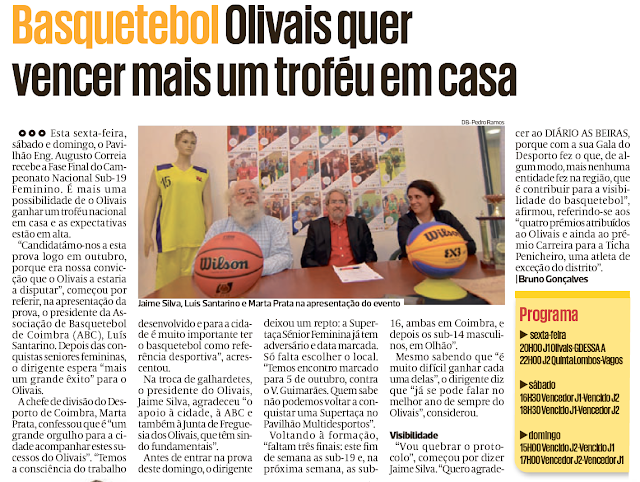 Diário As Beiras – Coimbra recebe final do campeonato nacional se sub-16 em  basquetebol