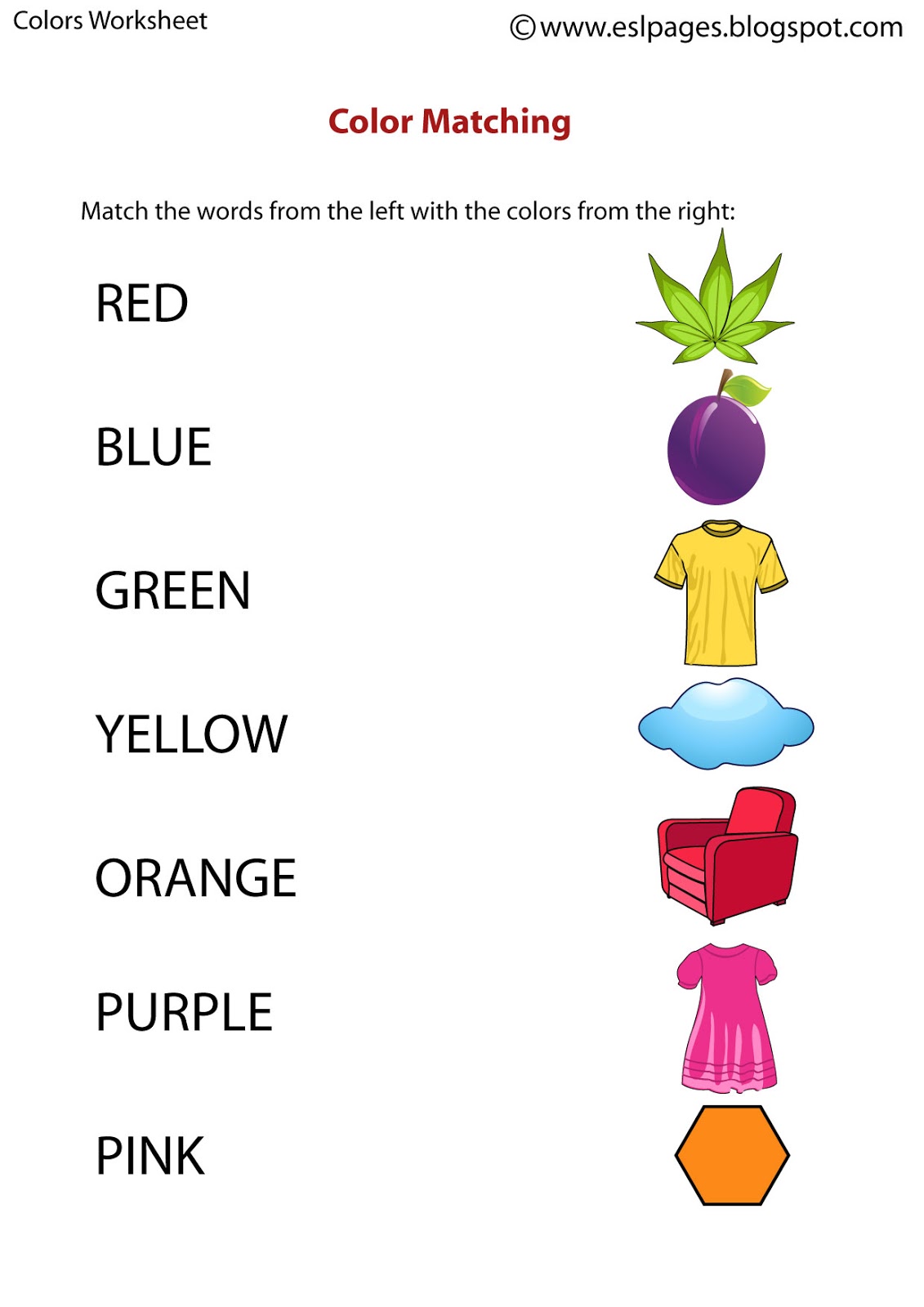 Esl Colours Worksheet