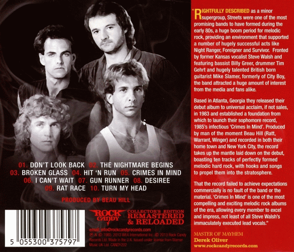 STREETS - Crimes In Mind [Rock Candy remaster] back cover