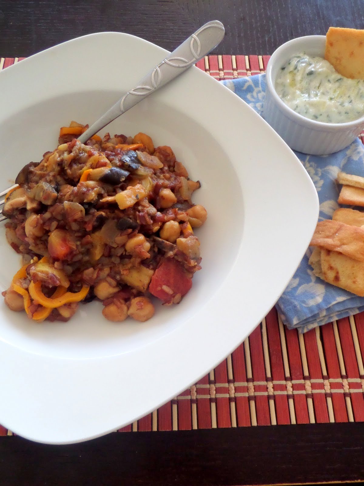Greek Stew:  A meatless stew inspired by Greek flavors.