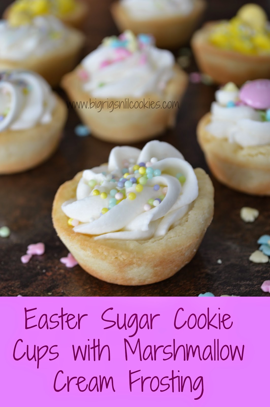 Big Rigs 'n Lil' Cookies Easter Sugar Cookie Cups with Marshmallow Cream Frosting