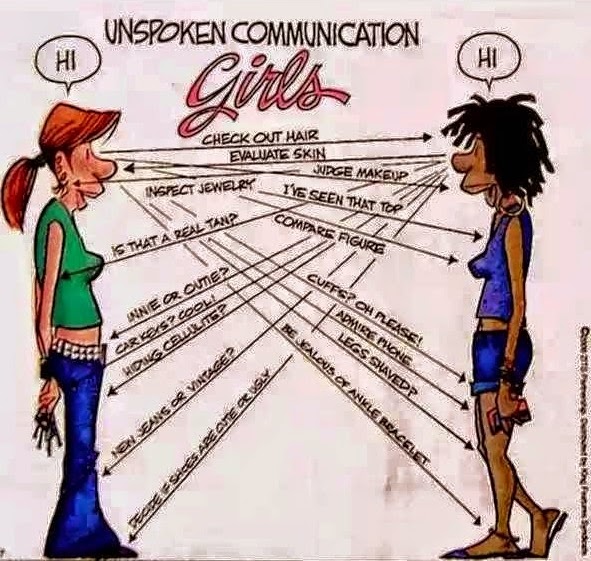 Ladies unspoken communication to other ladies 
