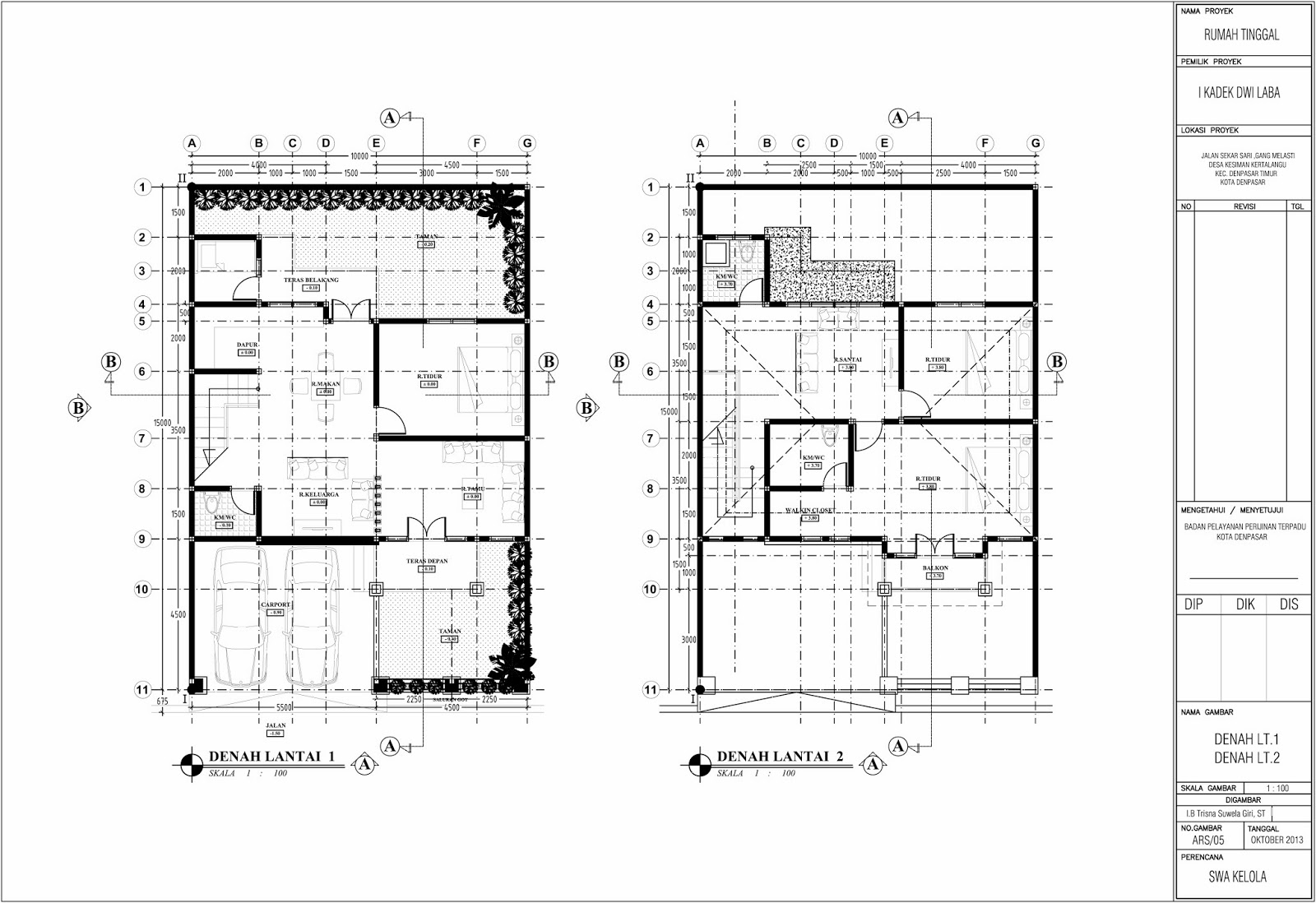 Gambar IMB Rumah Tinggal Jalan Sekar Sari Kesiman 