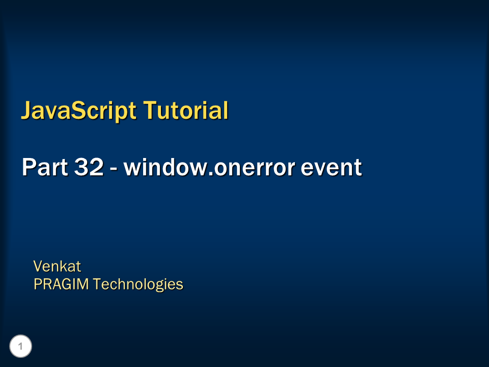 Sql server, and c video tutorial JavaScript window.onerror event