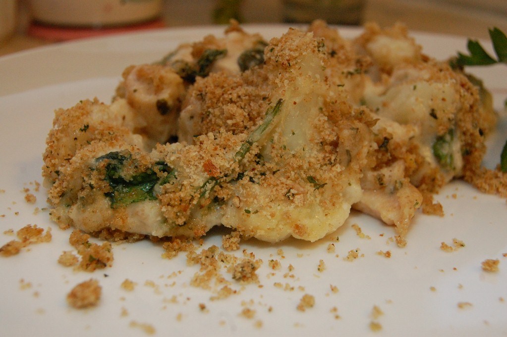 amelia grazia cauliflower, spinach and chicken gratin