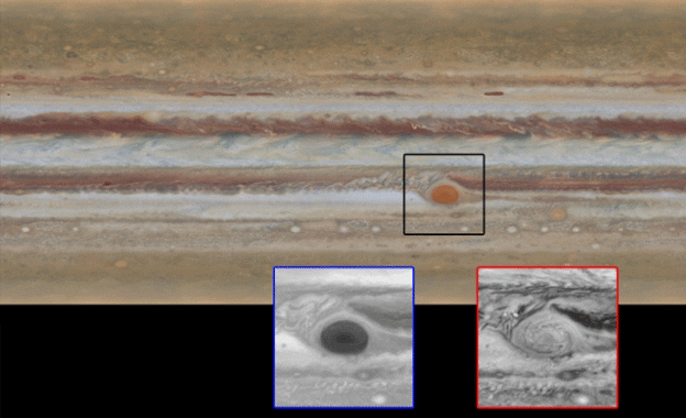 Grande Mancha Vermelha de Júpiter - vórtice - animação