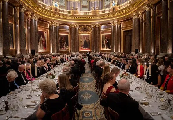 Queen Elizabeth and Queen Margrethe at gala. Duchess of Gloucester is the Protector of the scholarship programme