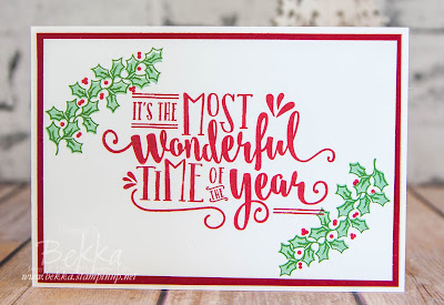 Make In A Moment - Holly Berry Wonderful Time Christmas Card.  Learn to make cards like this here