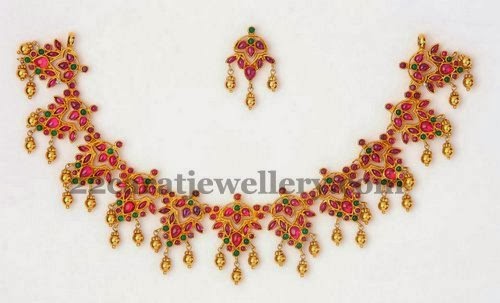 Fancy Delicate Ruby Set - Jewellery Designs