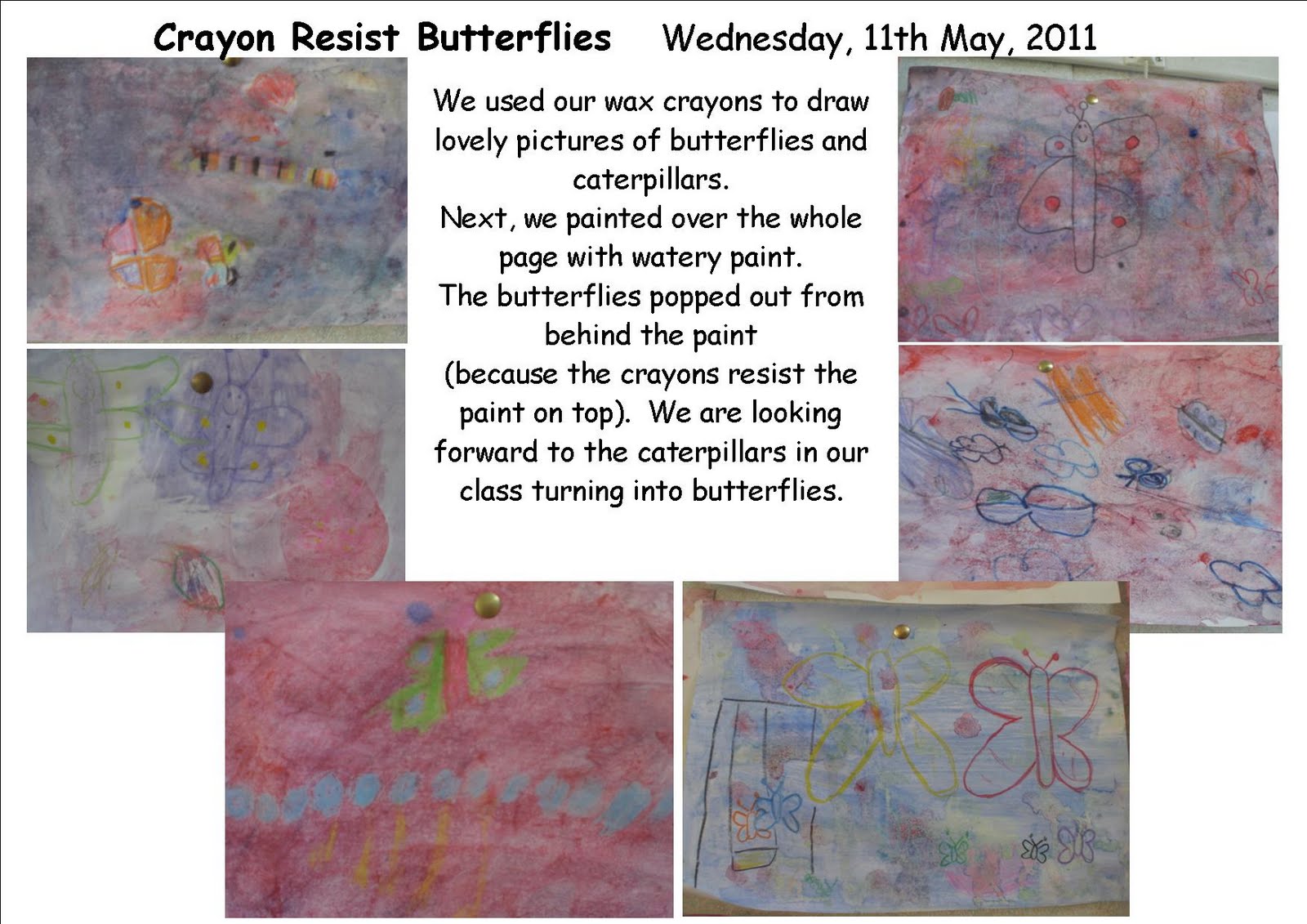 Ms. McLoughlin's class, 2nd Class, Room 9 Crayon Resist Butterflies
