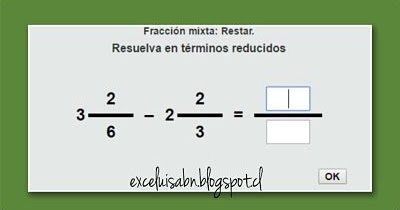 Resta fracciones mixtas, con ThatQuiz. | ExceLuisABN Matemática y Excel