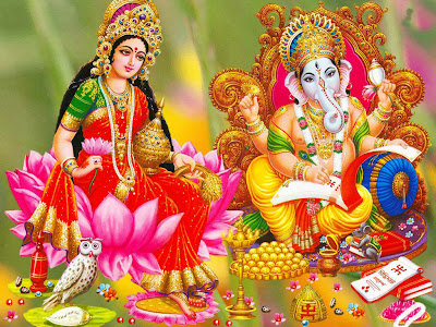 Goddess Laxmi with Lord Ganesha