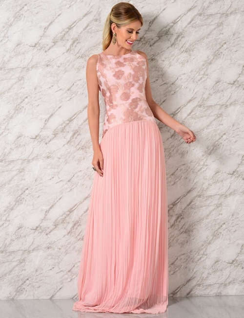 vestido longo rose