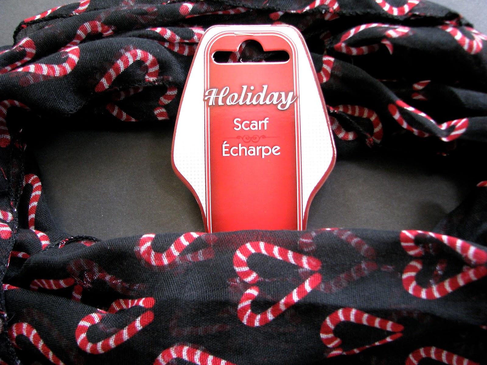 Candy cane scarf from Dollar Tree