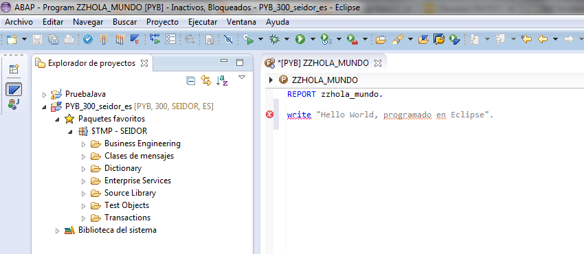 Código de Retorno: Abap in Eclipse (AiE) : Hello World