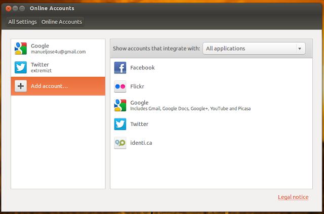 ubuntu online accounts setup