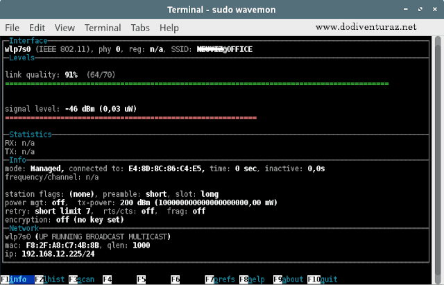 Wavemon - Tool Wireless Analyzer Berbasis CLI di GNU/Linux