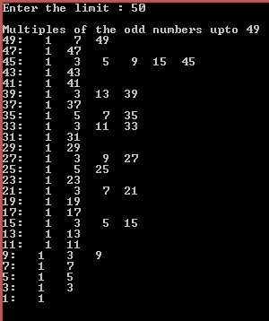 Information: C++ Program For Printing Odd Numbers with Their Multiples