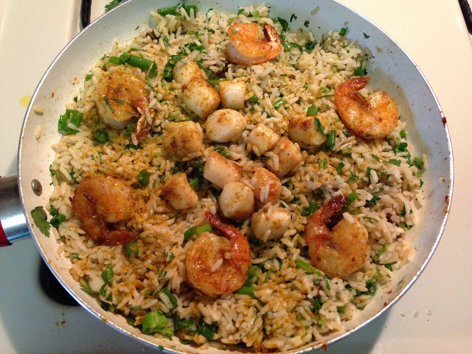 Our Garden and Table n'at Curry Shrimp and Scallops with Cilantro Rice
