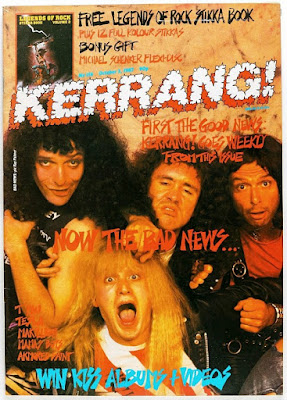 Kerrang! magazine 1987 featuring spoof band Bad News on the cover. Kerrang! cover - Oct 17 1987 ft. spoof heavy metal band Bad News