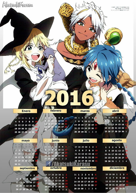 calendario 2016 anime magi