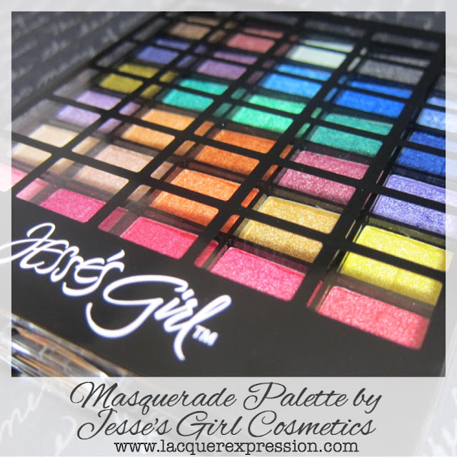makeup swatch and review of the masquerade eye shadow palette by Jesse's Girl Cosmetic