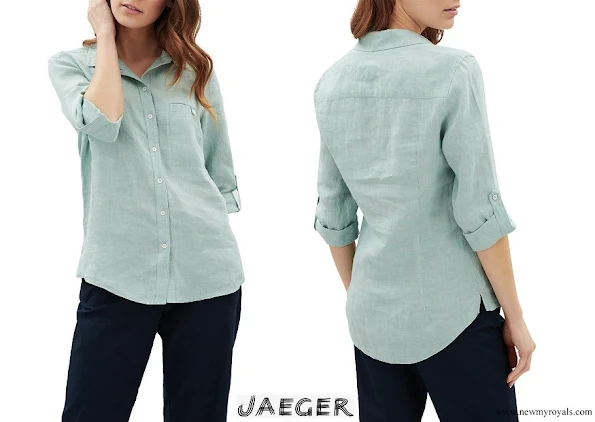 Kate Middleton wore Jaeger Linen Shirt Aqua