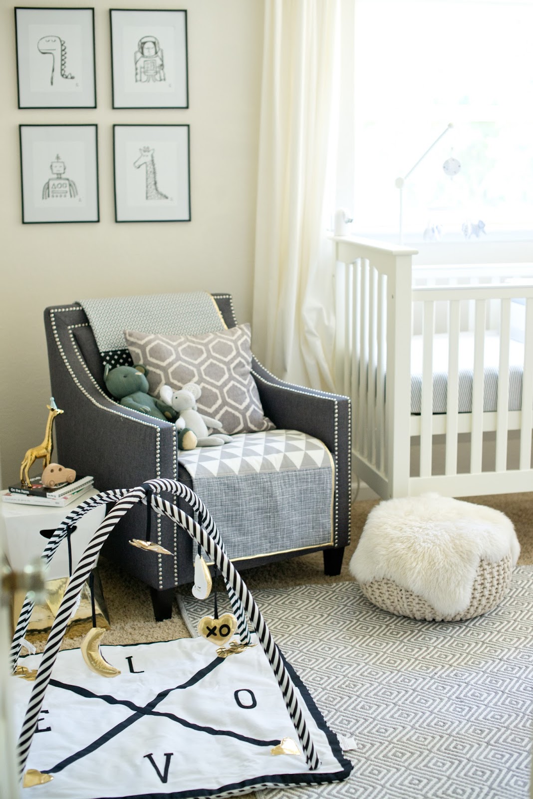 Domestic Fashionista Neutral Gray and White Boy Nursery