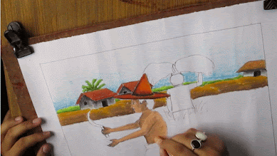 Menggambar pemandangan desa Cara menggambar pemandangan desa