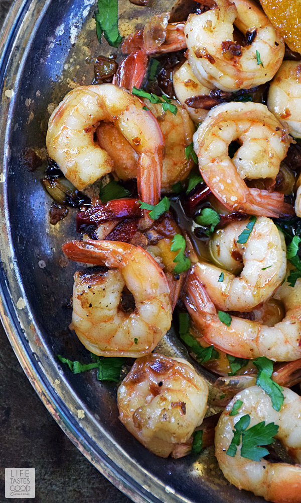 Spanish Garlic Shrimp, (Gambas al Ajillo) | by Life Tastes Good is a popular Spanish tapas because it is insanely delicious and an easy recipe to make too! Great for a party appetizer, snack, or light meal! #LTGrecipes #SundaySupper