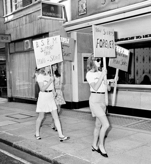 London Girls Protesting for Mini-skirts, ca. 1966 ~ vintage everyday