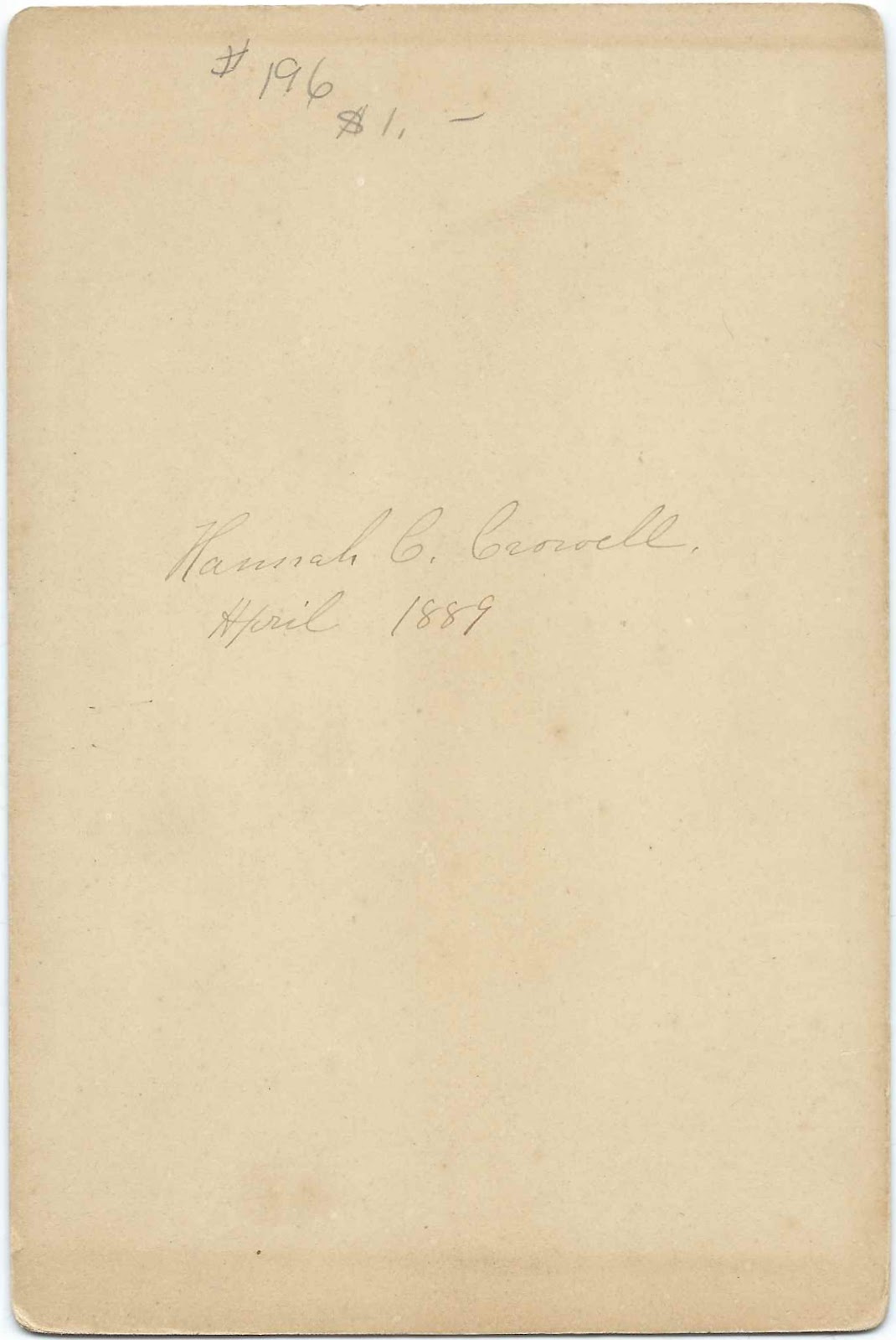 Heirlooms Reunited c1880s Photograph of Hannah C. Crowell