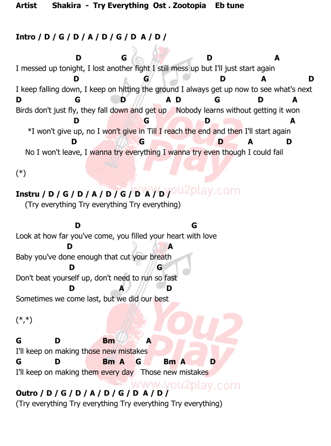 Lyric Try Everything Ost Zootopia