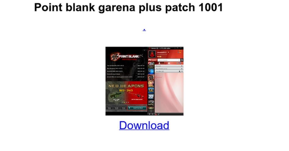 point blank garena plus patch 1001