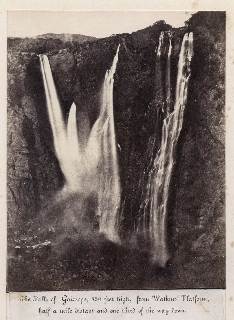 Jog Falls (Gerosoppa Falls) from Watkins' Platform - Karnataka c1860's