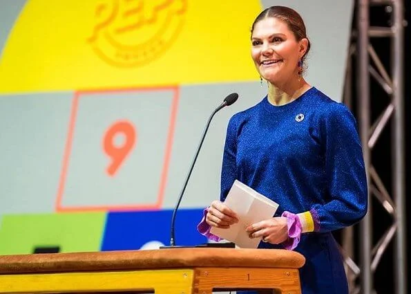 Crown Princess Victoria wore Baum und Pferdgarten blue Charissa sweater and Rodebjer Simone pants at Pep Forum