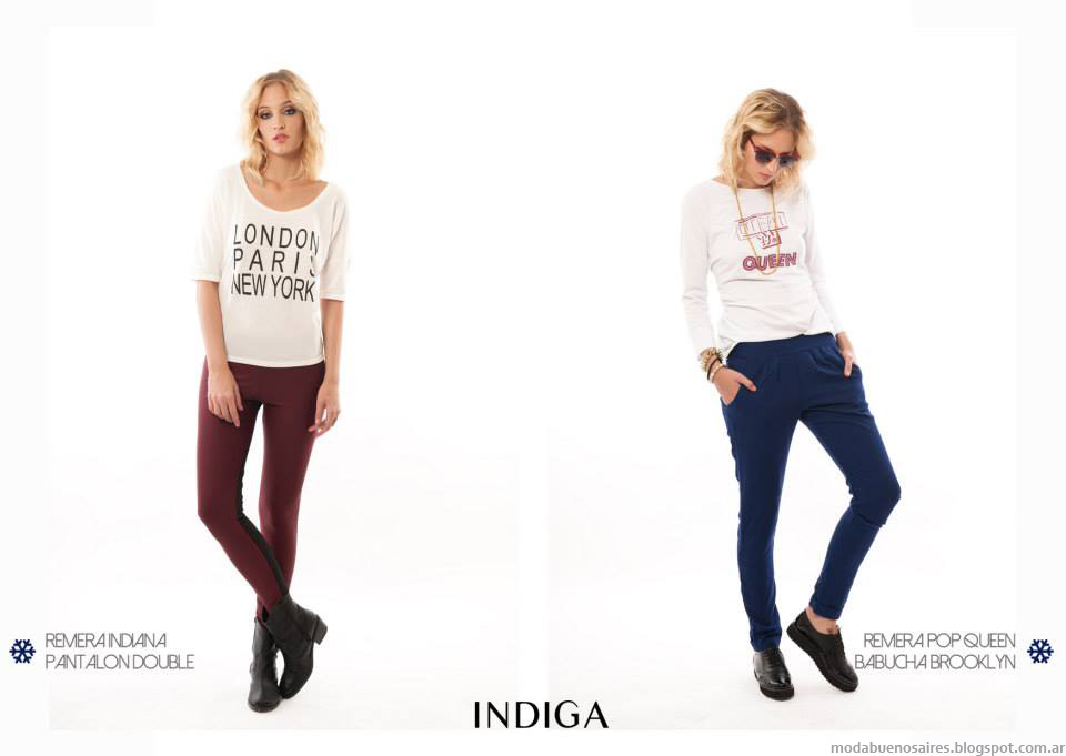Moda pantalones otoño invierno 2014 Argentina: pantalones pitillo o chupines marca Indiga invierno 2014 colección.