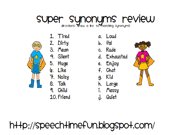 Superhero Synonyms - Time Fun: Language Activities