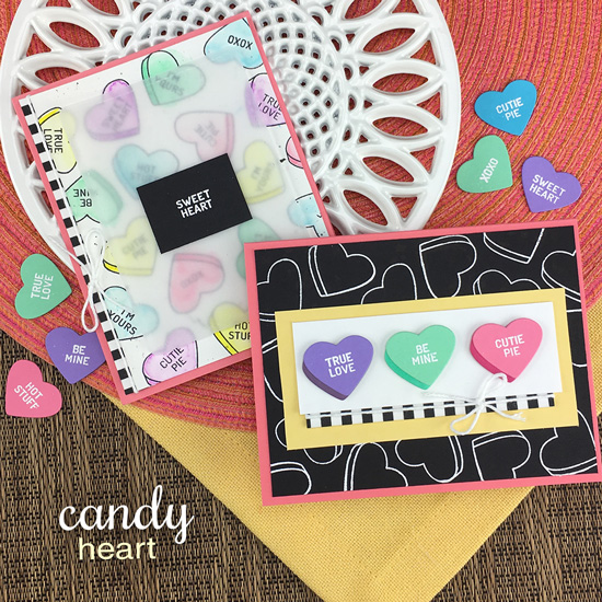 Candy Valentine Cards by Jennifer Jackson | Candy Heart Stamp Set and Die Set by Newton's Nook Designs #newtonsnook #handmade