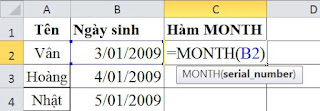 tinhoccoban.net - Hàm Month trong Excel