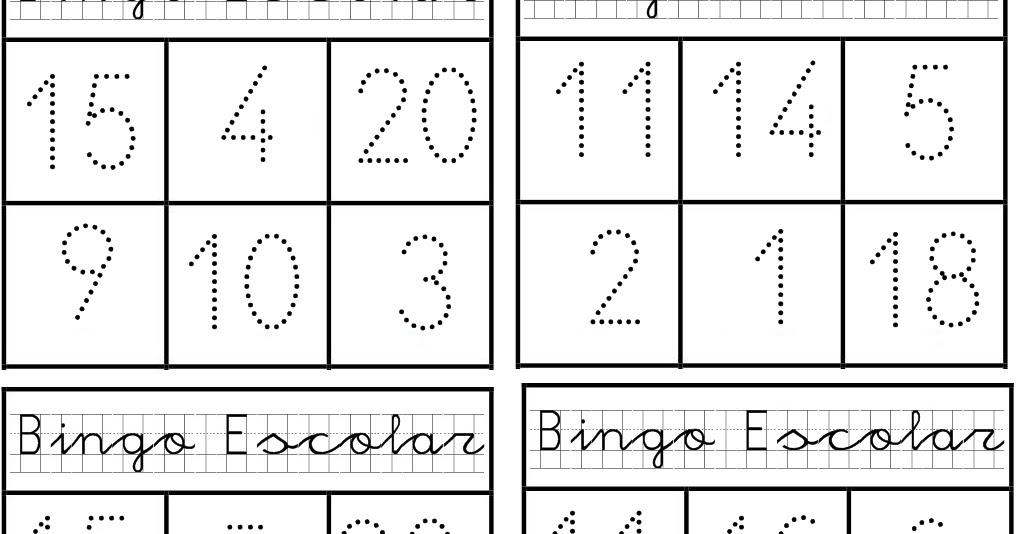 Prim Erizos Bingo Matemático Números Del 1 Al 20