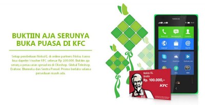 Beli Nokia XL, Gratis Voucher Makan KFC Beli Nokia XL, Gratis Voucher Makan KFC