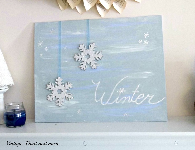 Vintage, Paint and more... diy painted winter canvas