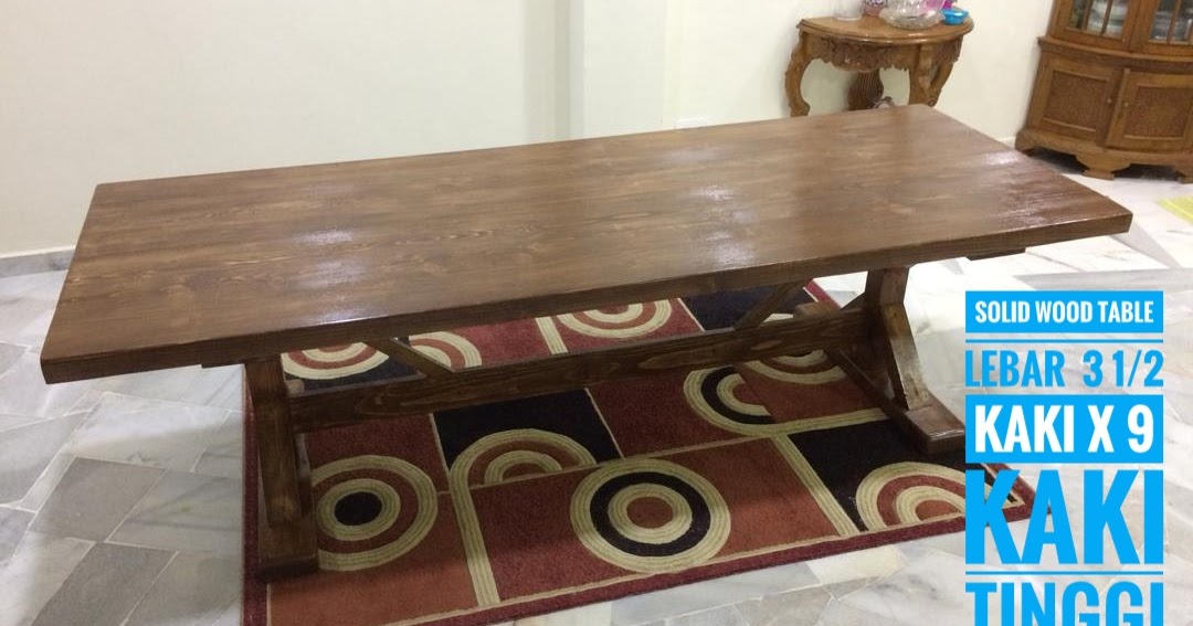 HirizFuschiea SOLID WOOD DINING TABLE/ MEJA MAKAN KAYU PADU