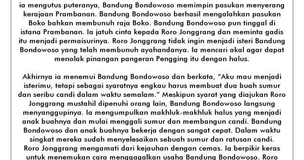 Naskah Drama Roro Jonggrang 6 Orang Bahasa Inggris
